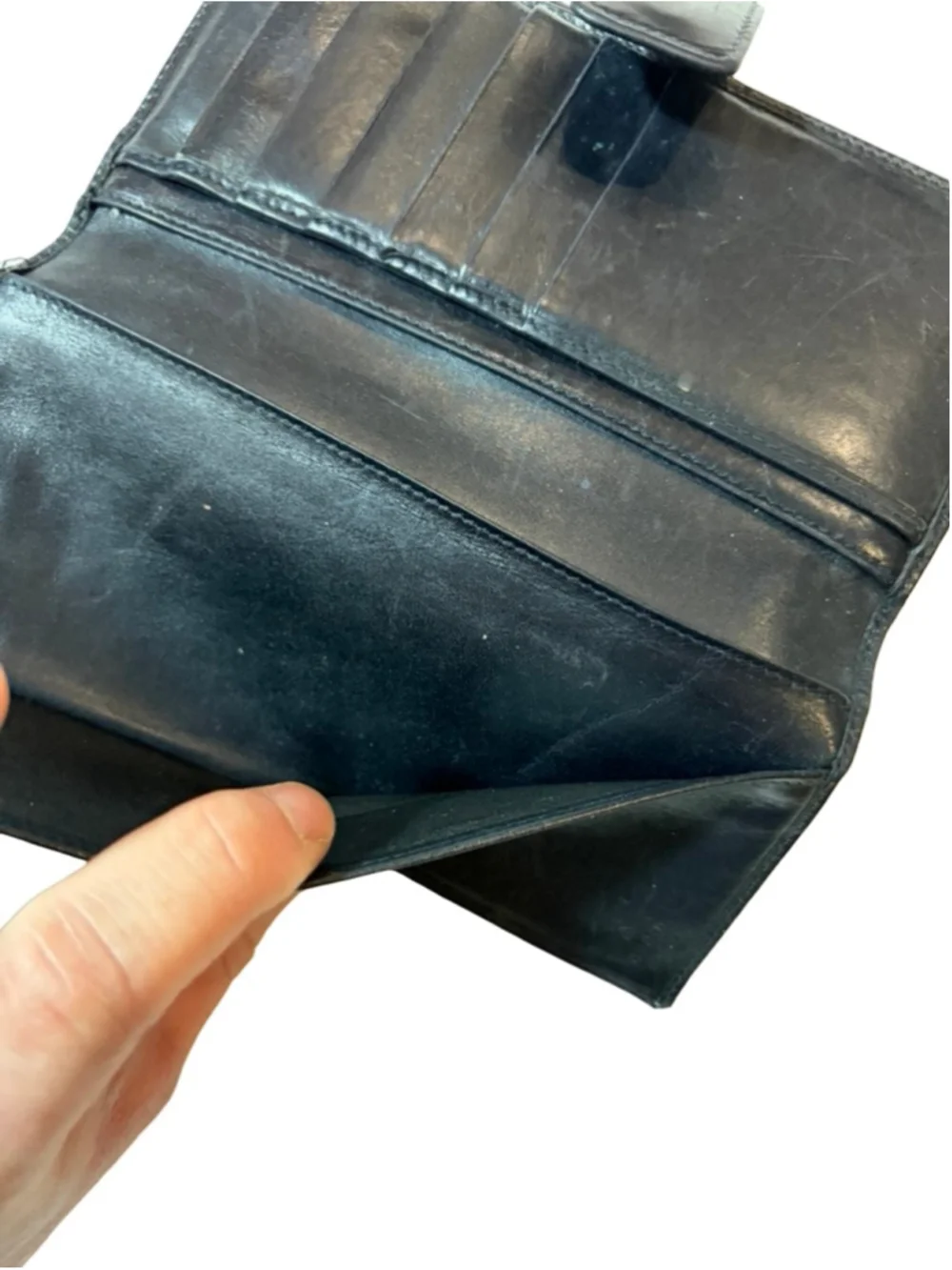 Gucci Black Leather Long Wallet Continental Snap Vintage Made in Italy flaw - Picture 12 of 15